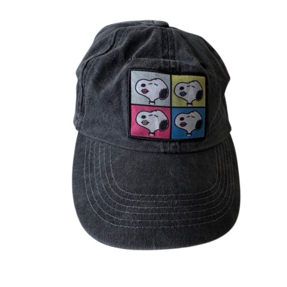 Peanuts Trucker Hat Baseball Cap Black Distressed Cap Snoopy Patch